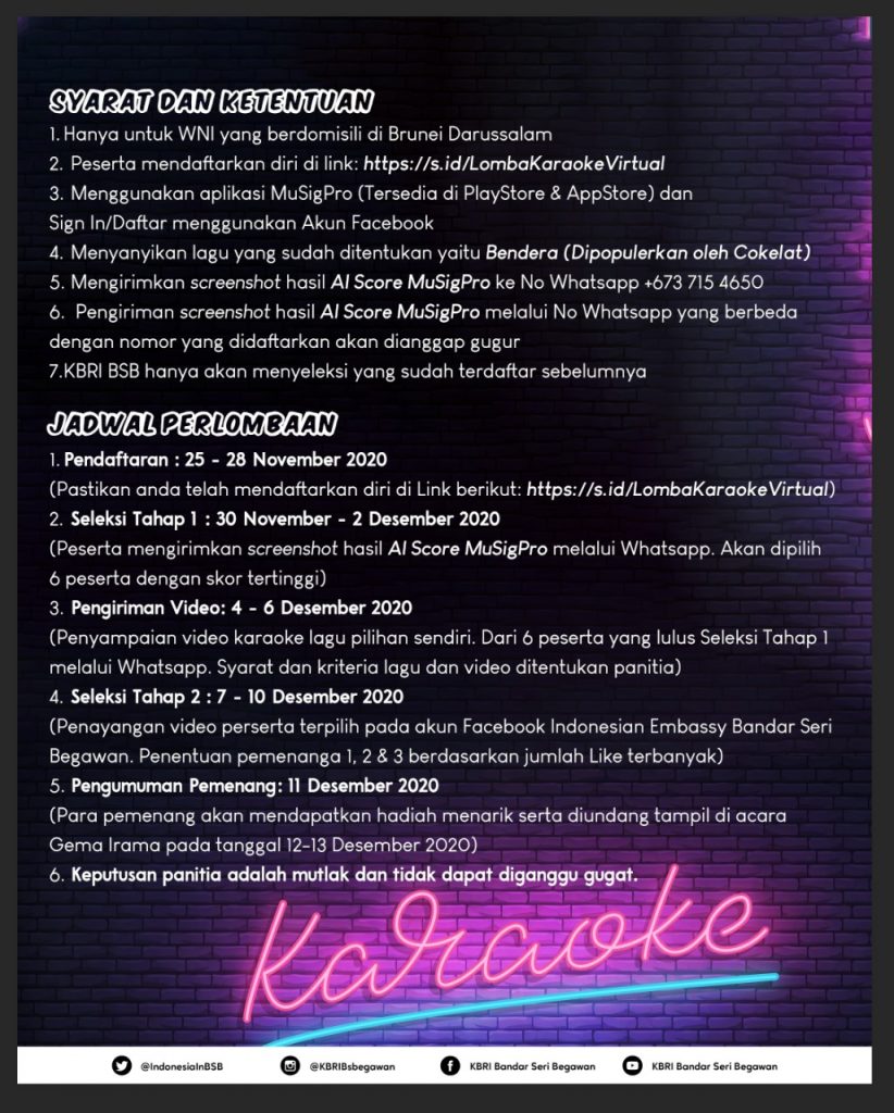 Lomba Karaoke Bersama KBRI Brunei Darussalam MuSigPro